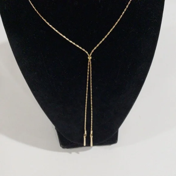 Gold Lariat Y-Necklace – Minimalist Dainty Adjustable Drop Pendant Chain Jewelry - Picture 5 of 8